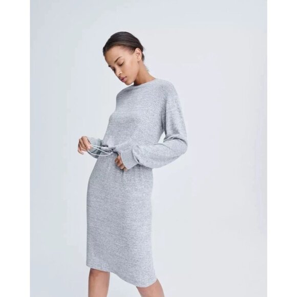 Rag & Bone Avryl Long-Sleeve Jersey Sweater Dress in Lt Heather Grey Size XS - Picture 3 of 12